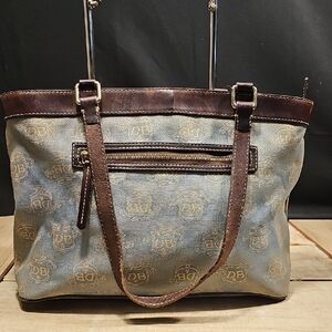 Dooney & Bourke Monogrammed Blue and Brown Shoulder Bag